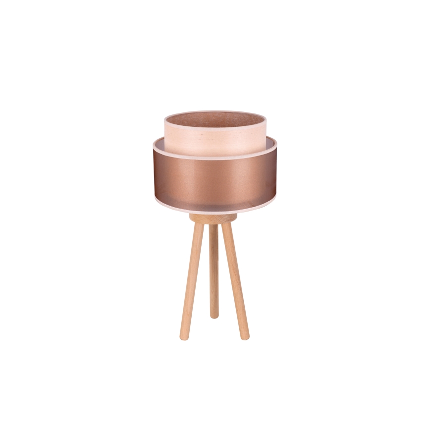 Duolla - Настільна лампа WOOD BOHO 1xE27/15W/230V діаметр 25 см мідний/коричневий/бежевий