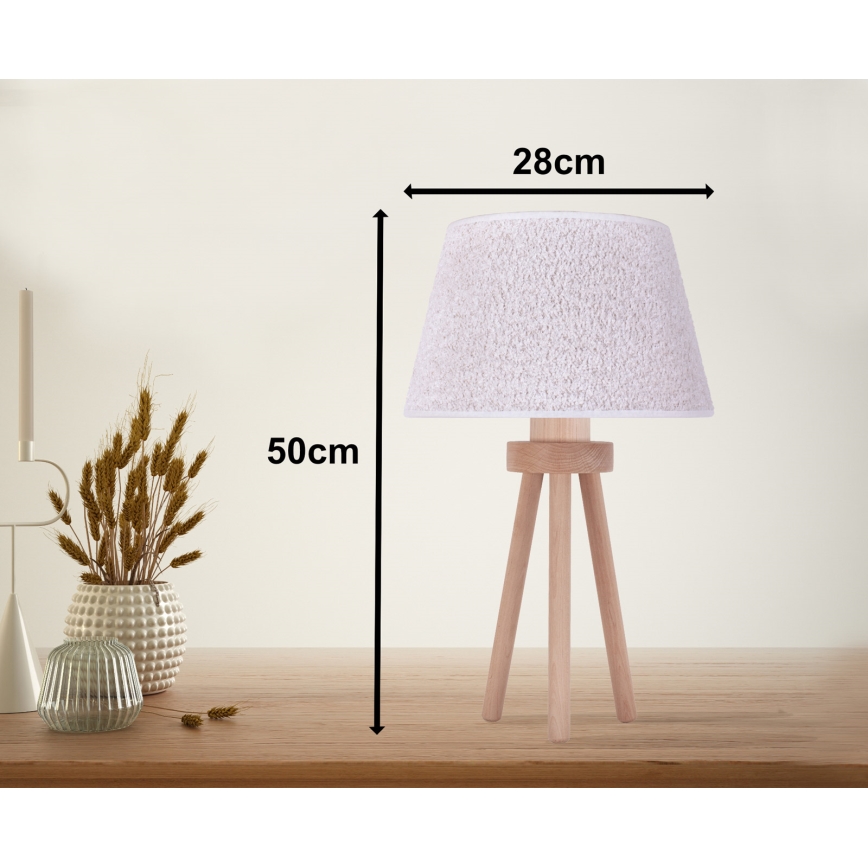 Duolla - Настольная лампа BOUCLE 1xE27/15W/230V диаметр 28 см белый/дерево