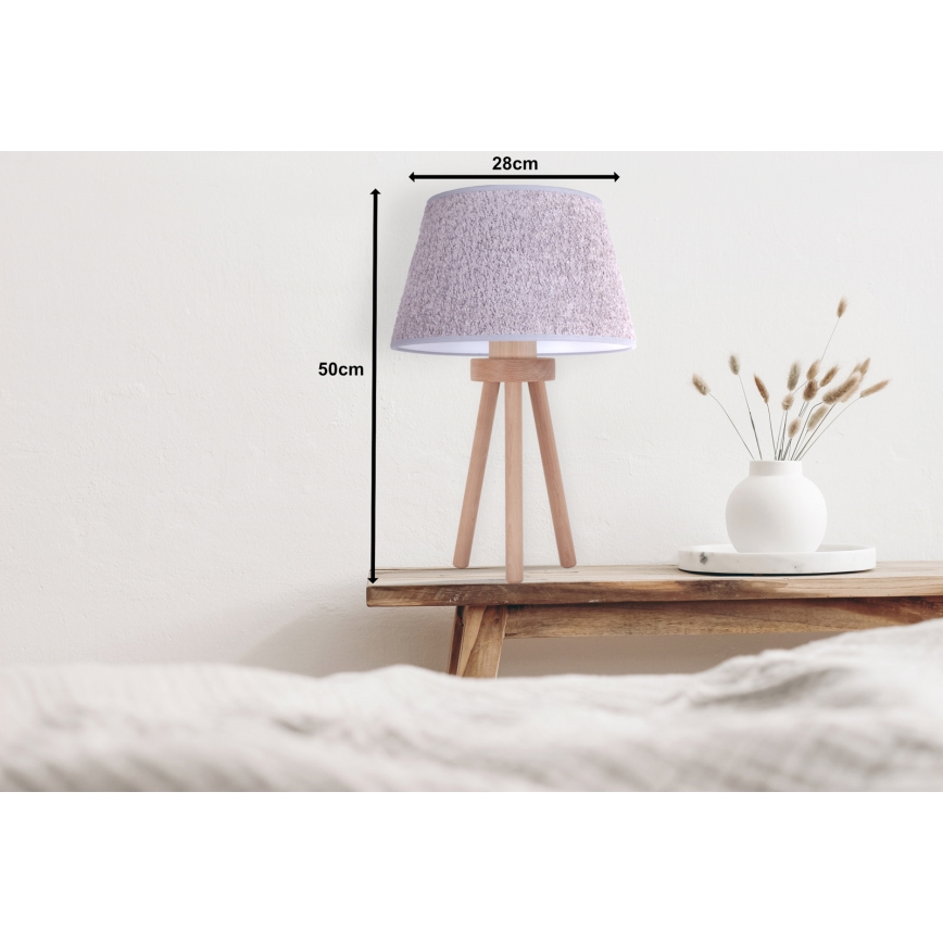 Duolla - Настольная лампа BOUCLE 1xE27/15W/230V диаметр 28 см серый/дерево