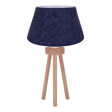 Duolla - Настольная лампа BOUCLE 1xE27/15W/230V диаметр 28 см синий/дерево