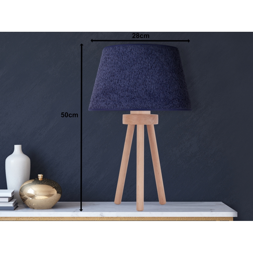 Duolla - Настольная лампа BOUCLE 1xE27/15W/230V диаметр 28 см синий/дерево