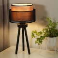 Duolla - Настольная лампа WOOD BOHO 1xE27/15W/230V диаметр 25 см черный/бежевый