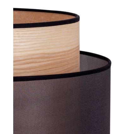 Duolla - Настольная лампа WOOD BOHO 1xE27/15W/230V диаметр 25 см черный/бежевый