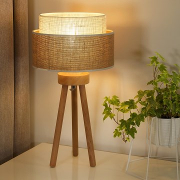 Duolla - Настольная лампа YUTE BOHO 1xE27/15W/230V диаметр 25 см коричневый/кремовый