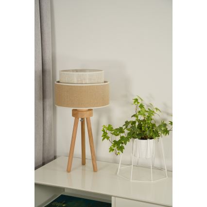 Duolla - Настольная лампа YUTE BOHO 1xE27/15W/230V диаметр 25 см коричневый/кремовый