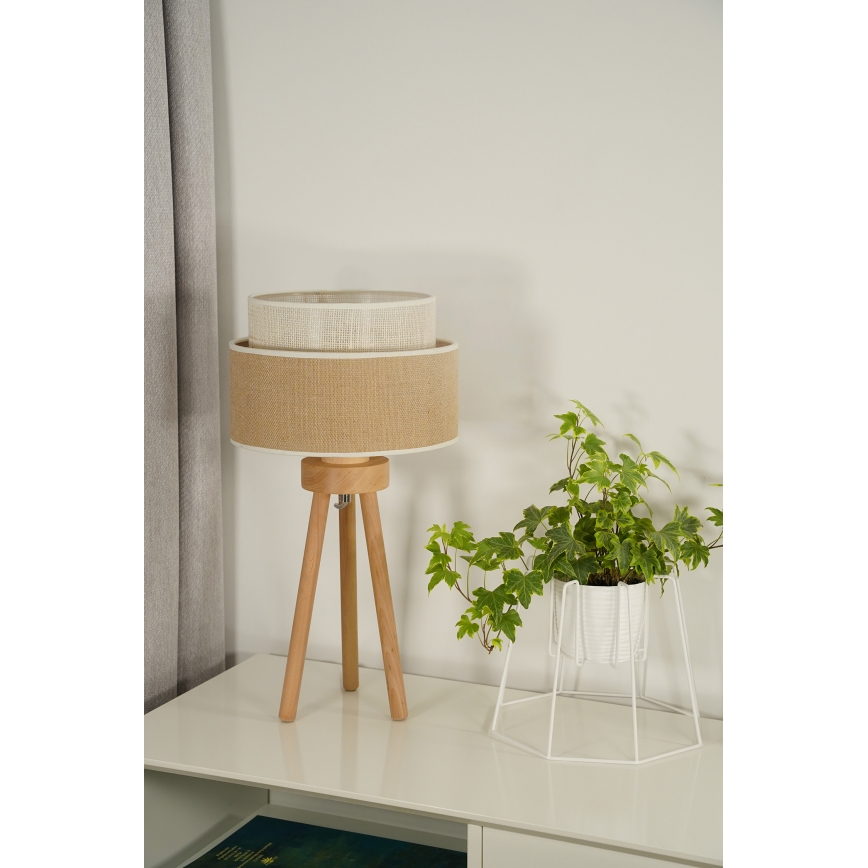 Duolla - Настольная лампа YUTE BOHO 1xE27/15W/230V диаметр 25 см коричневый/кремовый