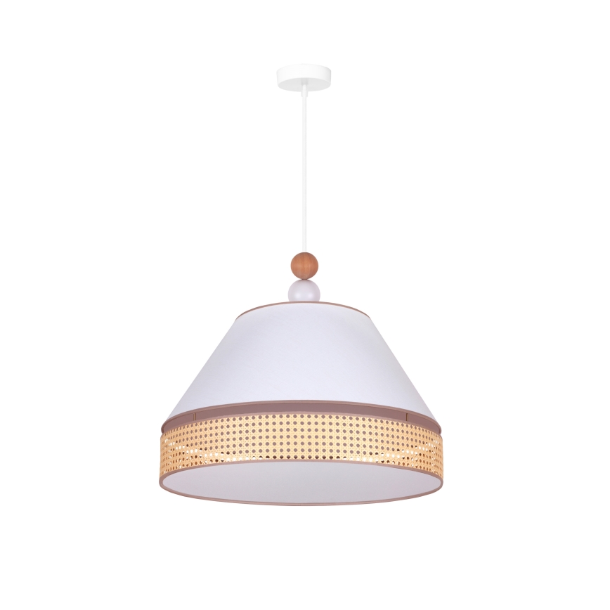 Duolla - Підвісна люстра AVIGNON 1xE27/15W/230V діаметр 50 см білий/ротанґ