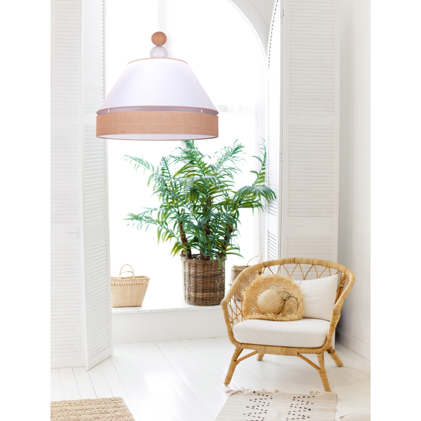 Duolla - Підвісна люстра AVIGNON 1xE27/15W/230V діаметр 60 см білий/коричневий