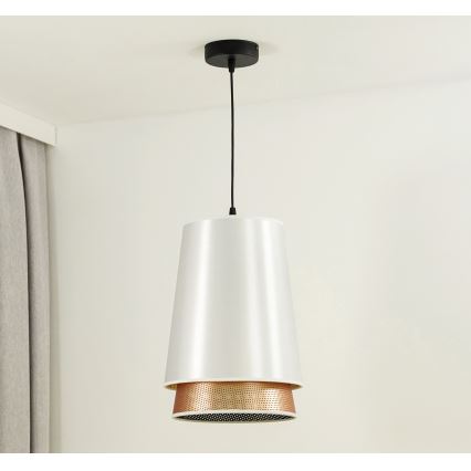 Duolla - Підвісна люстра BELL SHINY 1xE27/15W/230V діаметр 25 см білий/мідний