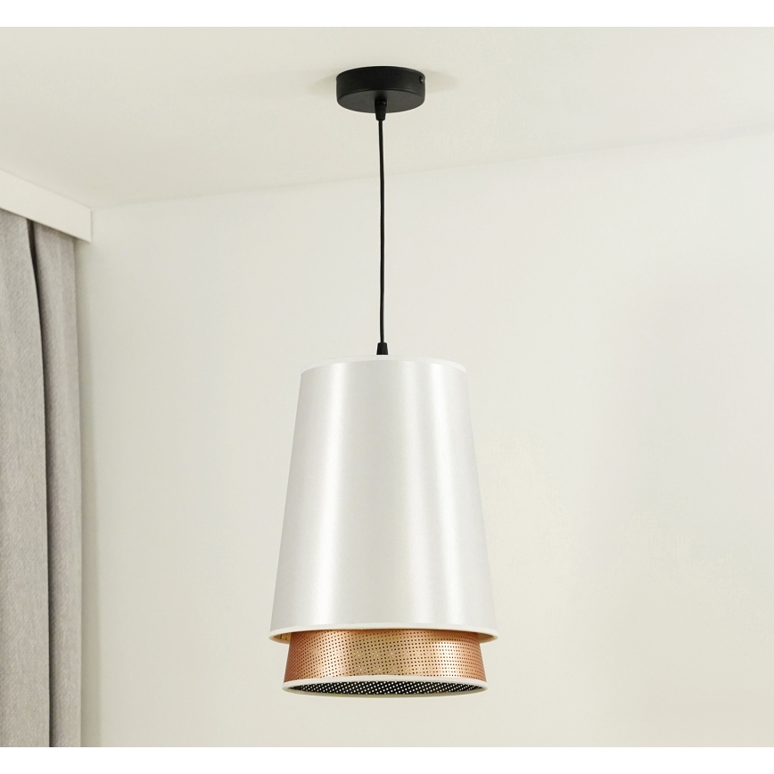 Duolla - Підвісна люстра BELL SHINY 1xE27/15W/230V діаметр 25 см білий/мідний