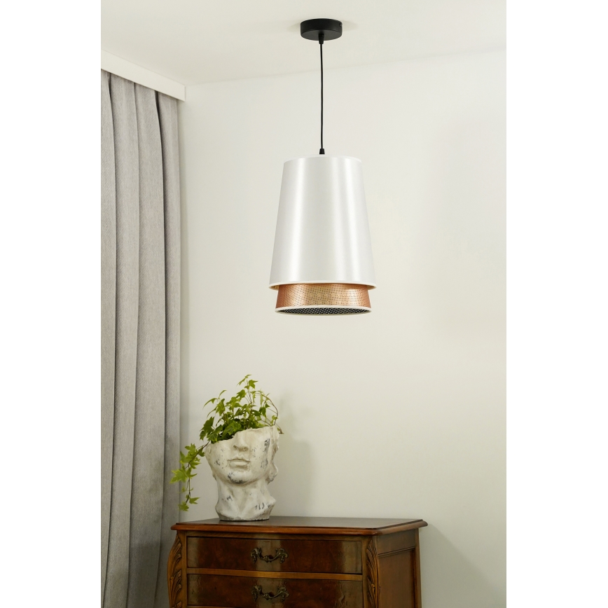 Duolla - Підвісна люстра BELL SHINY 1xE27/15W/230V діаметр 25 см білий/мідний