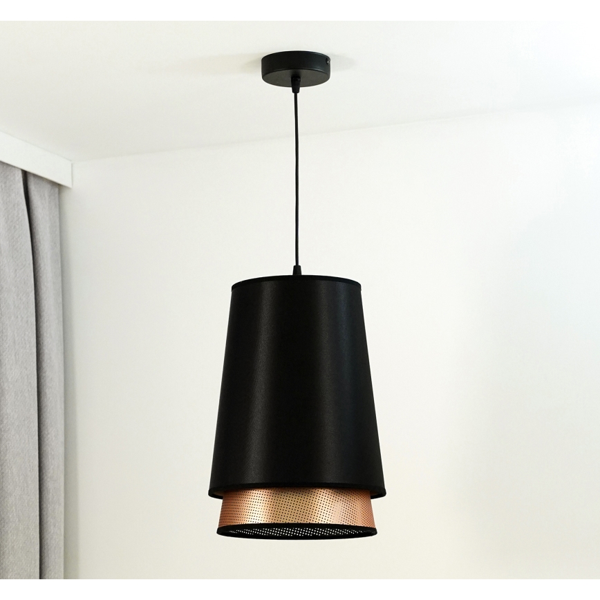 Duolla - Підвісна люстра BELL SHINY 1xE27/15W/230V діаметр 25 см чорний/мідний