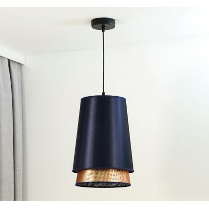 Duolla - Підвісна люстра BELL SHINY 1xE27/15W/230V діаметр 25 см синій/мідний