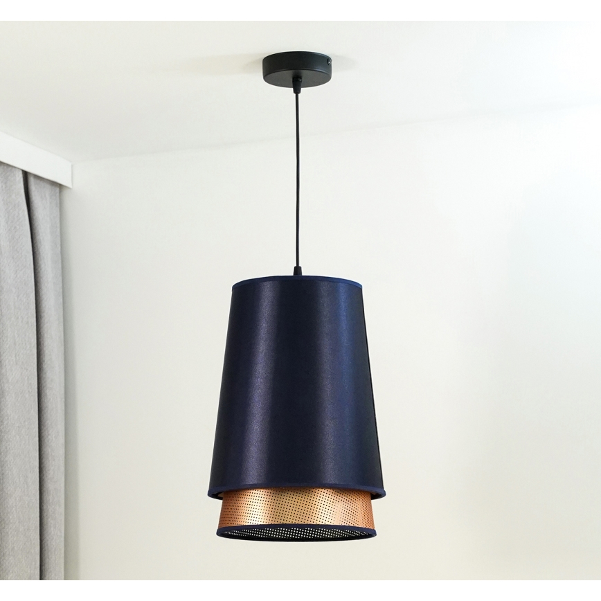 Duolla - Підвісна люстра BELL SHINY 1xE27/15W/230V діаметр 25 см синій/мідний