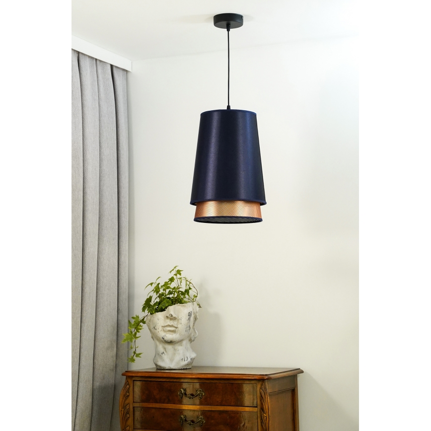 Duolla - Підвісна люстра BELL SHINY 1xE27/15W/230V діаметр 25 см синій/мідний