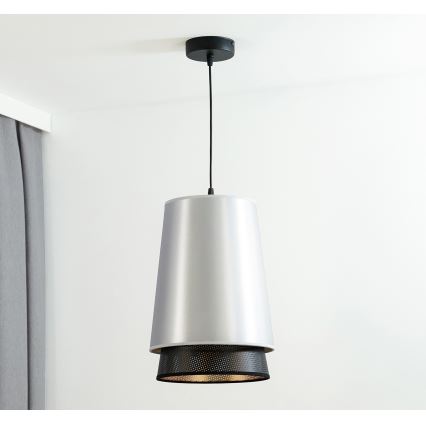 Duolla - Підвісна люстра BELL SHINY 1xE27/15W/230V діаметр 25 см срібний/чорний