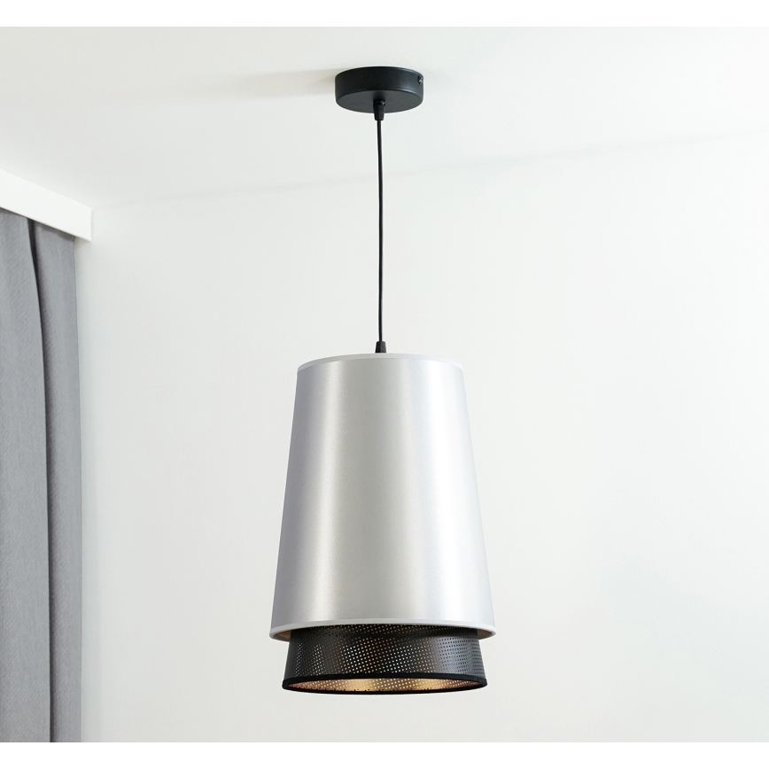 Duolla - Підвісна люстра BELL SHINY 1xE27/15W/230V діаметр 25 см срібний/чорний