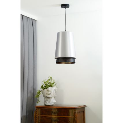 Duolla - Підвісна люстра BELL SHINY 1xE27/15W/230V діаметр 25 см срібний/чорний