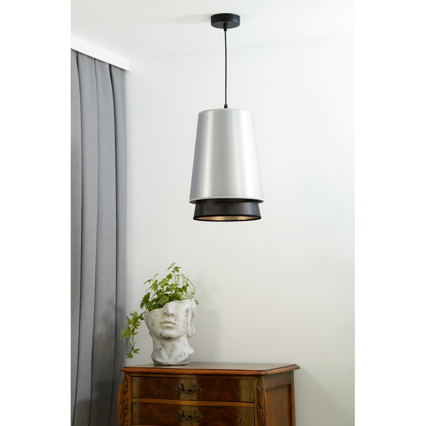 Duolla - Підвісна люстра BELL SHINY 1xE27/15W/230V діаметр 25 см срібний/чорний