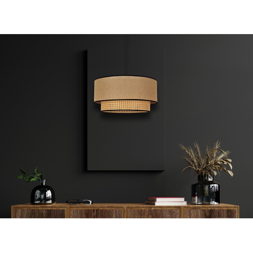 Duolla - Підвісна люстра BOHO 1xE27/15W/230V діаметр 45 см бежевий/ротанґ