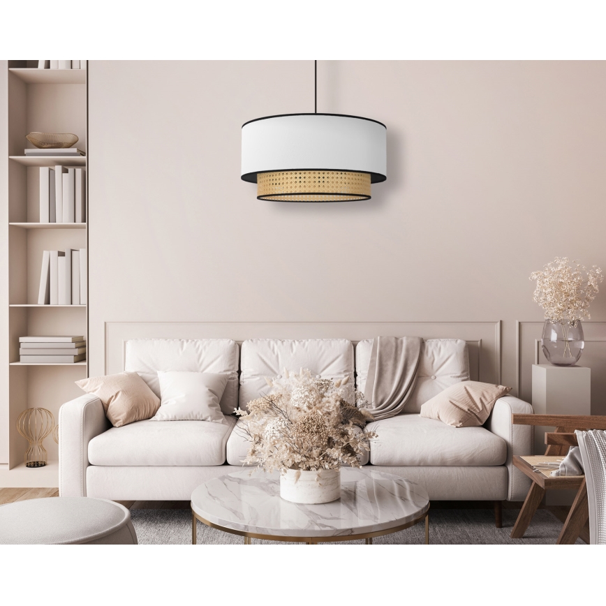 Duolla - Підвісна люстра BOHO 1xE27/15W/230V діаметр 45 см білий/ротанґ