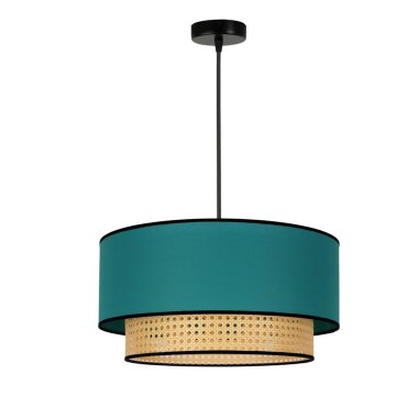 Duolla - Підвісна люстра BOHO 1xE27/15W/230V діаметр 45 см бірюзовий/ротанґ