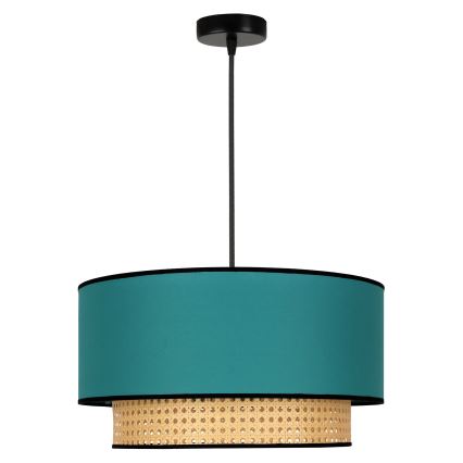 Duolla - Підвісна люстра BOHO 1xE27/15W/230V діаметр 45 см бірюзовий/ротанґ