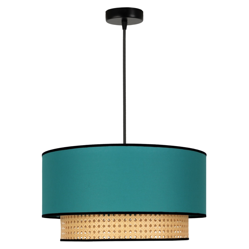 Duolla - Підвісна люстра BOHO 1xE27/15W/230V діаметр 45 см бірюзовий/ротанґ