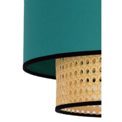 Duolla - Підвісна люстра BOHO 1xE27/15W/230V діаметр 45 см бірюзовий/ротанґ