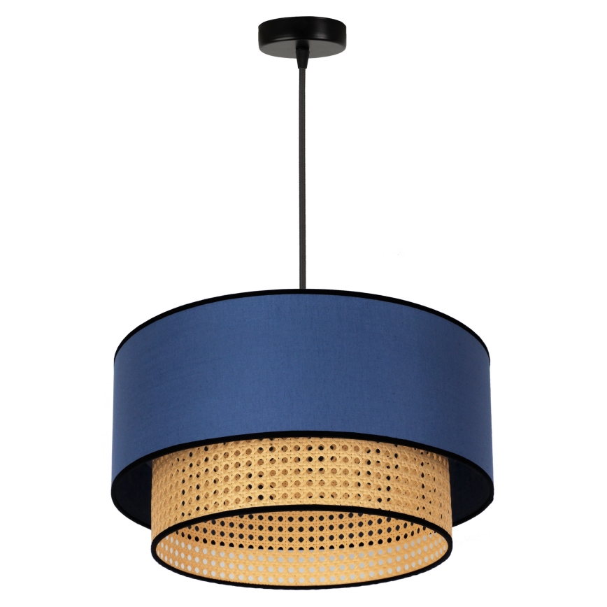 Duolla - Підвісна люстра BOHO 1xE27/15W/230V діаметр 45 см синій/ротанґ