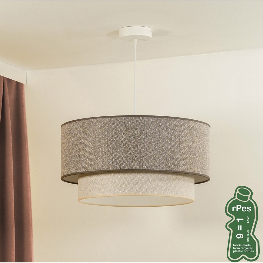 Duolla - Підвісна люстра BOHO ECO RECYCLING 1xE27/15W/230V діаметр 45 см коричневий/кремовий