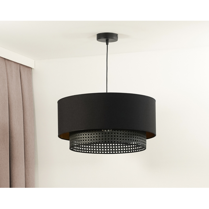 Duolla - Підвісна люстра BOHO RATTAN 1xE27/15W/230V діаметр 45 см чорний
