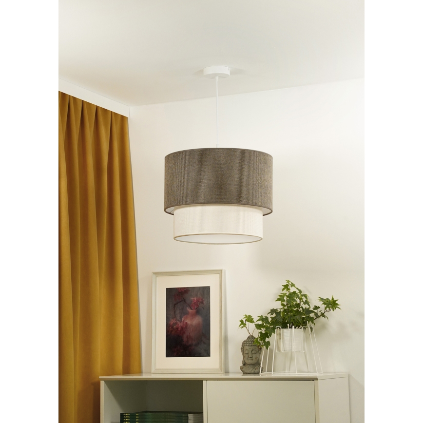 Duolla - Підвісна люстра CORDUROY 1xE27/15W/230V діаметр 40 см коричневий/кремовий