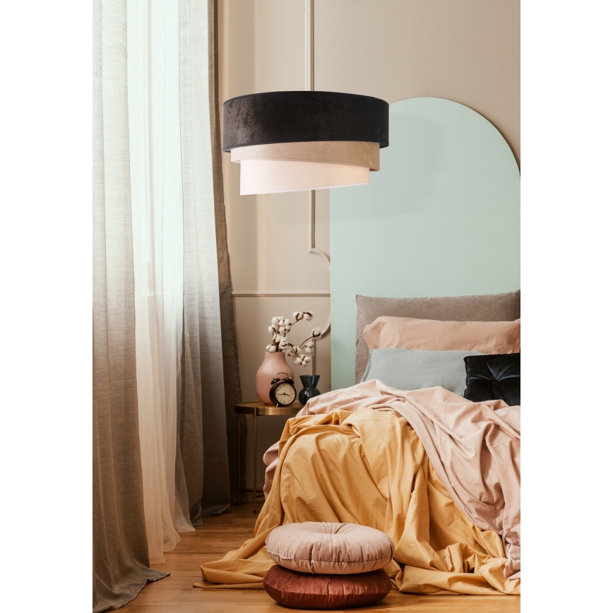 Duolla - Підвісна люстра DEVON 1xE27/40W/230V діаметр 45 см чорний/бежевий