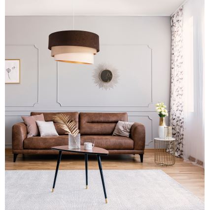 Duolla - Підвісна люстра DEVON 1xE27/40W/230V діаметр 45 см коричневий/бежевий