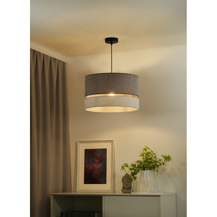 Duolla - Підвісна люстра DOUBLE 1xE27/15W/230V діаметр 40 см коричневий/сірий