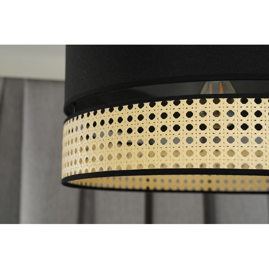 Duolla - Підвісна люстра DOUBLE RATTAN 1xE27/15W/230V діаметр 40 см чорний/бежевий