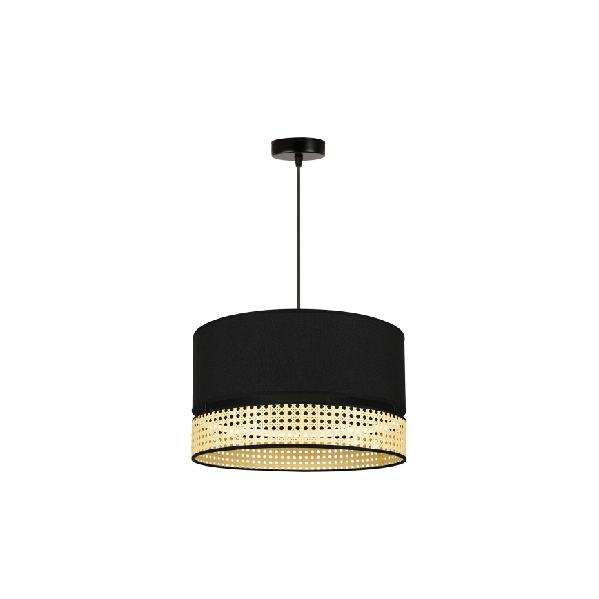 Duolla - Підвісна люстра DOUBLE RATTAN 1xE27/15W/230V діаметр 40 см чорний/бежевий