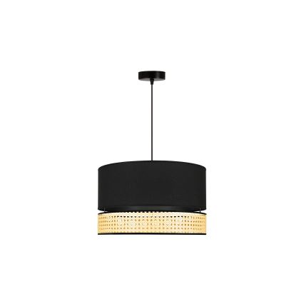 Duolla - Підвісна люстра DOUBLE RATTAN 1xE27/15W/230V діаметр 40 см чорний/бежевий