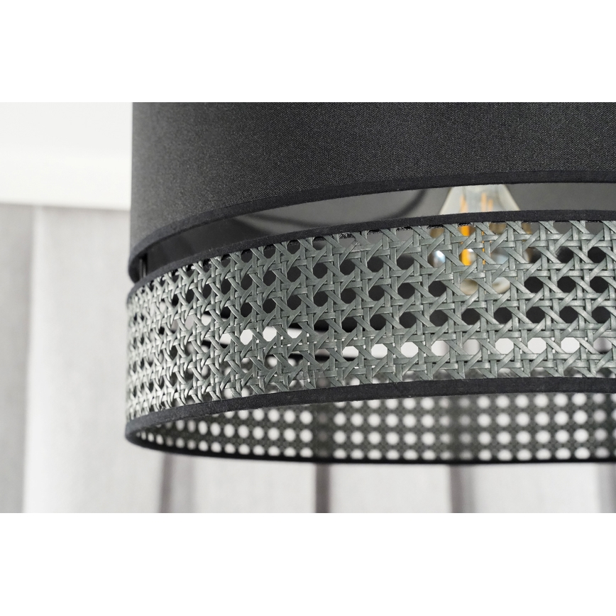 Duolla - Підвісна люстра DOUBLE RATTAN 1xE27/15W/230V діаметр 40 см чорний