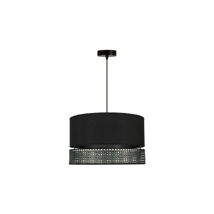 Duolla - Підвісна люстра DOUBLE RATTAN 1xE27/15W/230V діаметр 40 см чорний