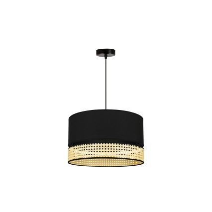 Duolla - Підвісна люстра DOUBLE RATTAN 1xE27/15W/230V діаметр 40 см чорний/бежевий