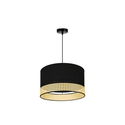 Duolla - Підвісна люстра DOUBLE RATTAN 1xE27/15W/230V діаметр 40 см чорний/бежевий