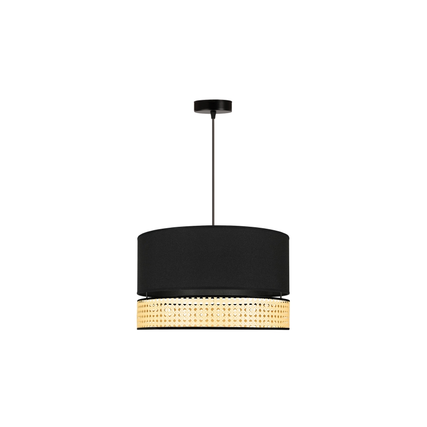 Duolla - Підвісна люстра DOUBLE RATTAN 1xE27/15W/230V діаметр 40 см чорний/бежевий