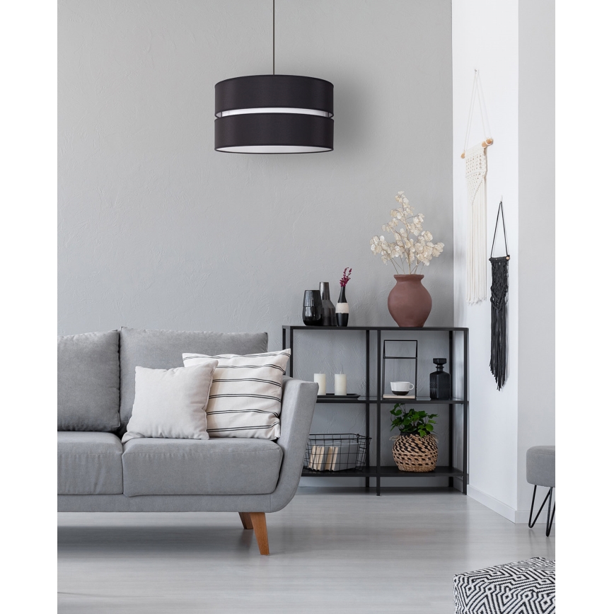 Duolla - Підвісна люстра DUO 1xE27/15W/230V діаметр 40 см чорний/білий