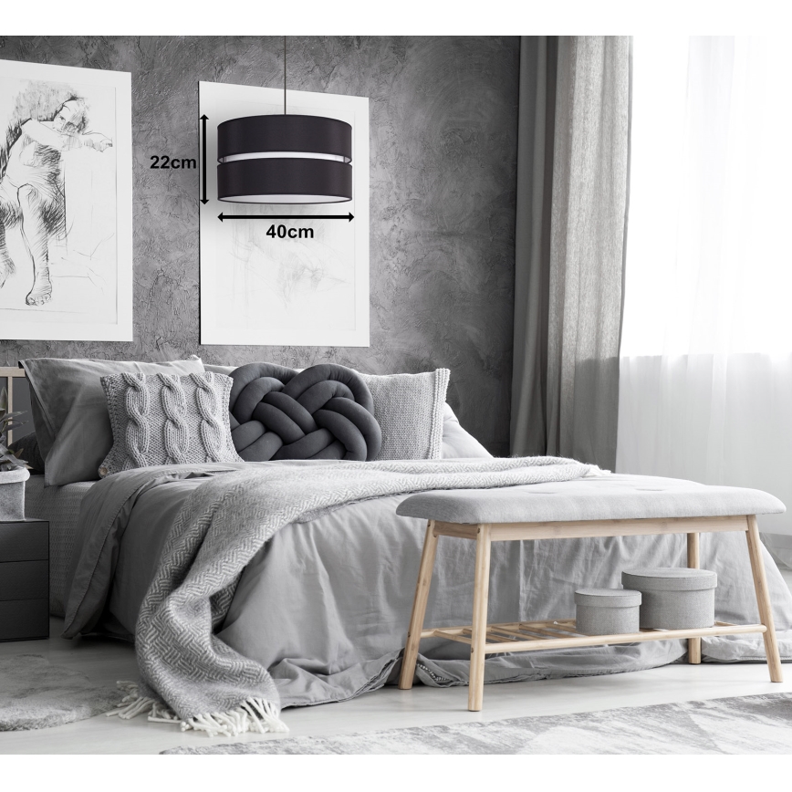 Duolla - Підвісна люстра DUO 1xE27/15W/230V діаметр 40 см чорний/білий