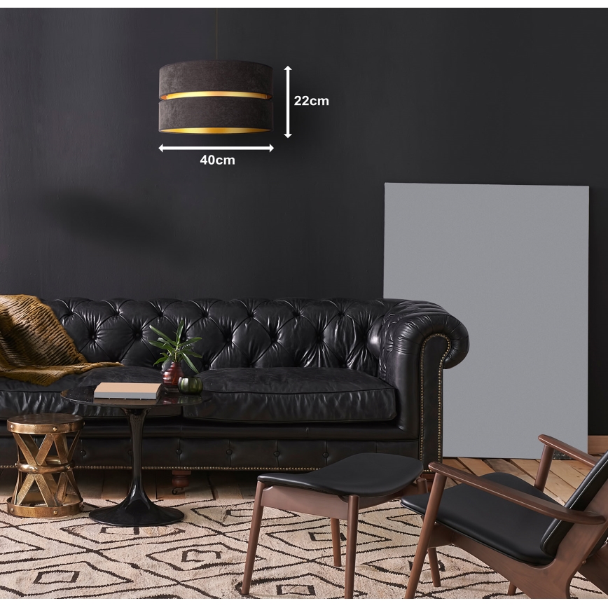 Duolla - Підвісна люстра DUO 1xE27/15W/230V діаметр 40 см чорний/золотий