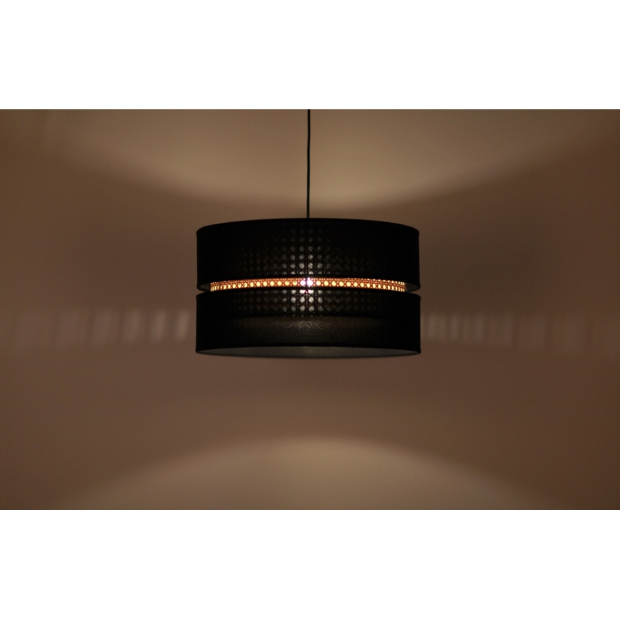 Duolla - Підвісна люстра DUO 1xE27/15W/230V діаметр 40 см чорний/ротанґ