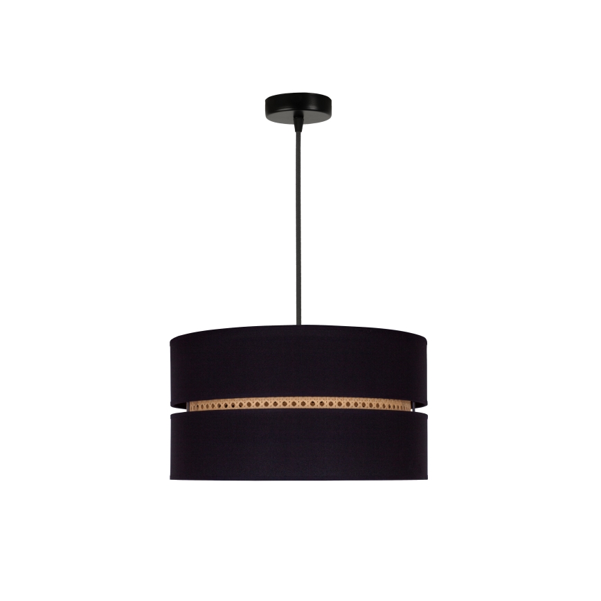 Duolla - Підвісна люстра DUO 1xE27/15W/230V діаметр 40 см чорний/ротанґ