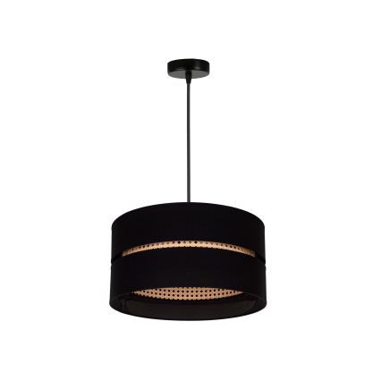 Duolla - Підвісна люстра DUO 1xE27/15W/230V діаметр 40 см чорний/ротанґ